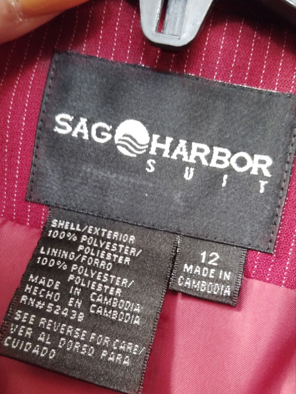 Sag Harbor Burgundy Pinstripe Blazer And Skirt Set. - Picture 5 of 6